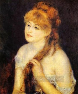 髪を三つ編みにする若い女性 ピエール・オーギュスト・ルノワール Oil Paintings